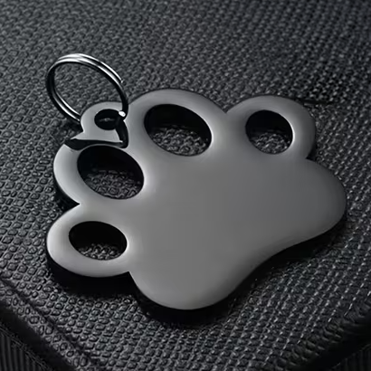 Custom Engraved Paw Print Pet ID Tag – Stainless Steel Personalized Dog & Cat Collar Charm