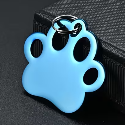 Custom Engraved Paw Print Pet ID Tag – Stainless Steel Personalized Dog & Cat Collar Charm