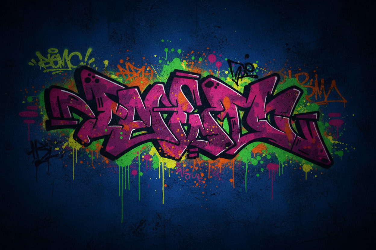 graffity wall dark texture with dark blues and accents of vibrant colors