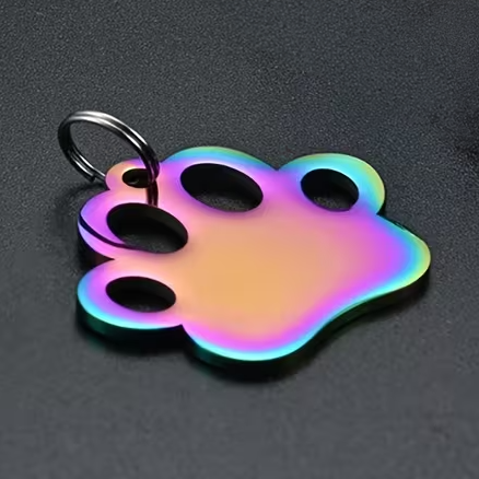 Custom Engraved Paw Print Pet ID Tag – Stainless Steel Personalized Dog & Cat Collar Charm